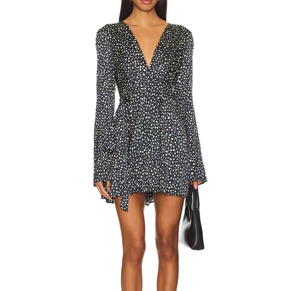 x REVOLVE Ginny Dress in Black & White Dot